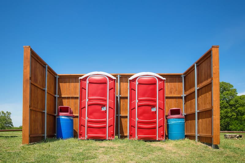 Short-term porta potty units staged for delivery in Hayward, California